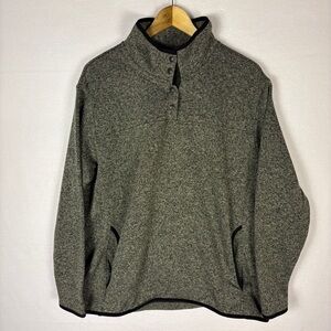 Eddie Bauer Gray 1/4 Snap Sweater Fleece Normcore Cabincore